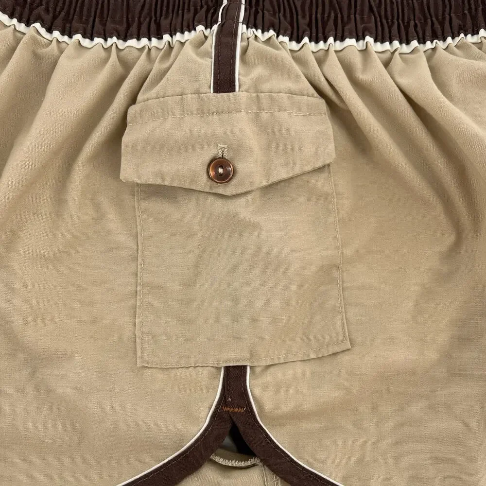 80s tan brown swim trunks 1980s vintage